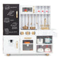 Costzon Play Kitchen For Kids, Wooden Toy Kitchen Set With Stoves, Microwave, Blackboard, Water Dispenser, Cooking Accessories, 