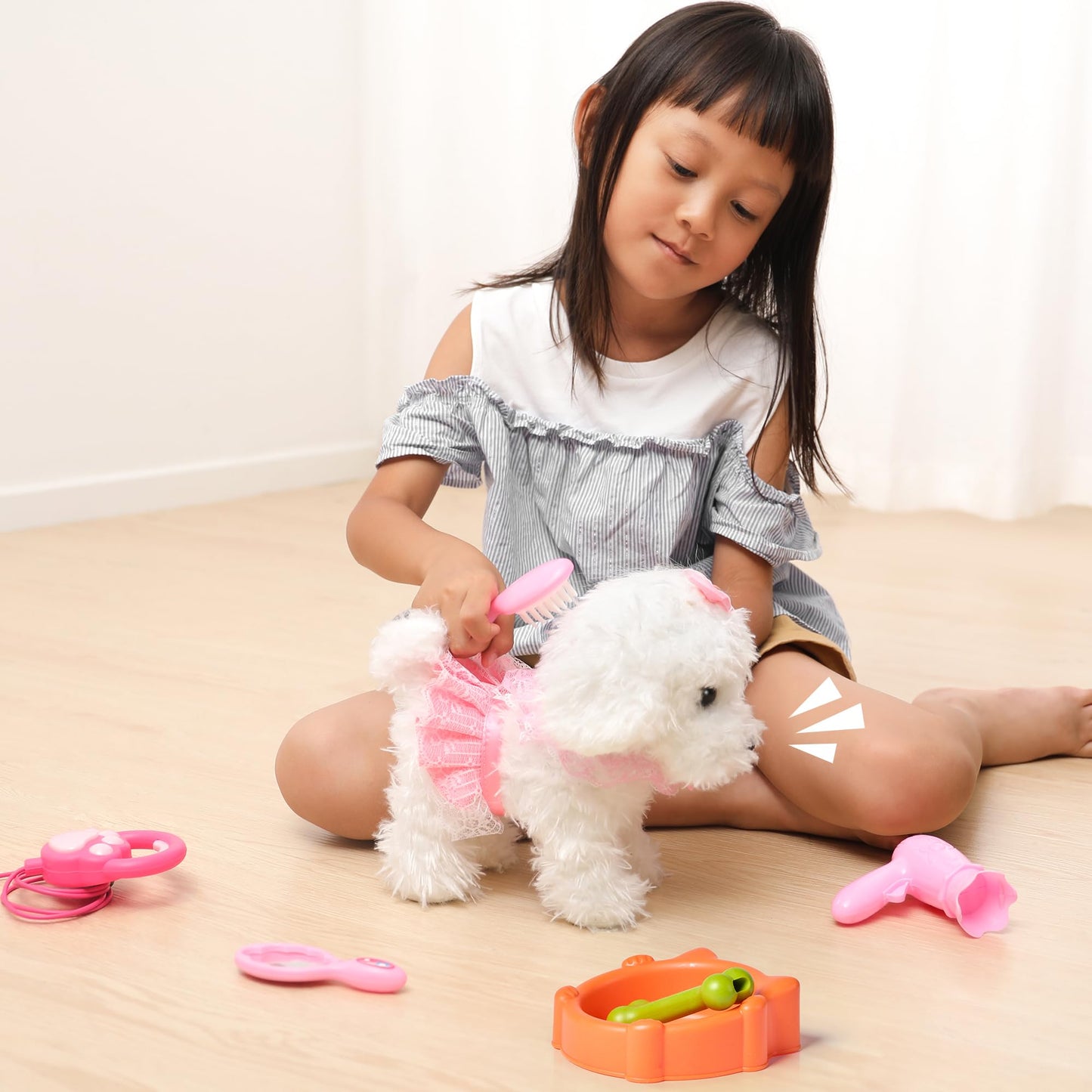 OR OR TU Plush Puppy Remote Control Barking Toy for Kids, Interactive, White, Model 55B-12, Ages 3-6+