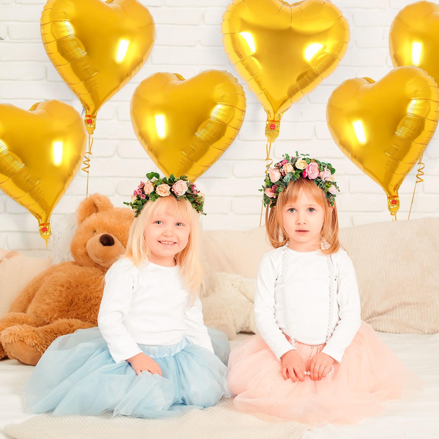 12 Pcs Heart Balloons,18 Inch Gold Heart Shape Foil Balloons Love Balloons Valentine Balloons For Birthday Party Wedding Engagem