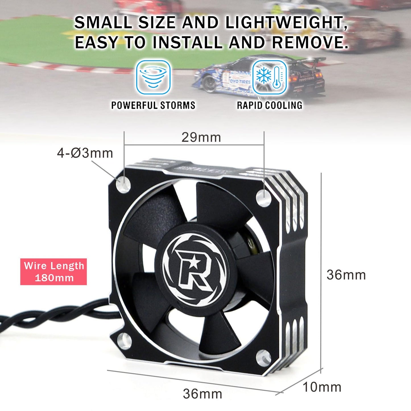 Surpass Motor Cooling Fan 21000RPM RC Motor Heatsink 35mm ESC Cooling Fan for RC Car 1/8 1/10 1/12 Scale 42mm Brushless Motor (B