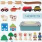 Wooden Train Set for Toddler  40 Pcs with Wooden Tracks fits Thomas  fits Brio  fits Chuggington  fits Melissa and Doug - Expandable  Changeable Train Toy for 3 4 5 Years Old Girls & Boys