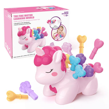 Montessori Toys For Toddlers,The Fine Motor Unicorn Pink 14 Pcs, Learning Toys Ages 18+ Months Fine Motor And Sensory Toy, Educa