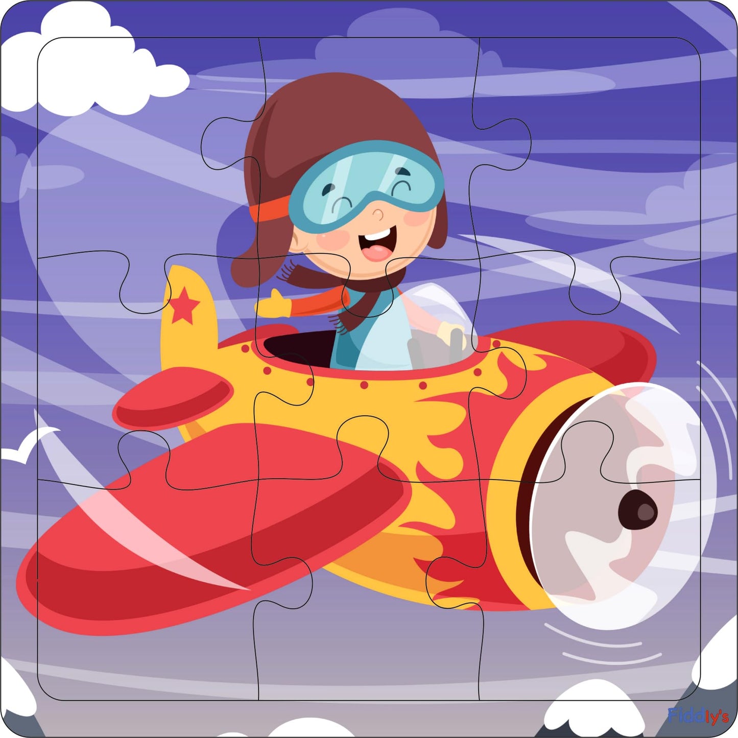 Fiddlys Wood Jigsaw Puzzles for Kids & Children -9 Pieces Age 3+ (Travel Pack of 4)