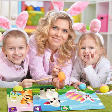 2Pcs Easter Day Crafts For Kids Ages 4-8 Sticker Paint Books Gift Party Create 20 Pictures(Sticker Sheets Are Separate)