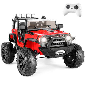 Hikole 24V Ride On Toys For Big Kids, 2 Seater Ride On Car With Remote Control, 2 * 200W Powerful Engine, Led Lights, 3 Speeds, Spring Suspension, Bluetooth, Electric Car For Girls And Boys(Red)
