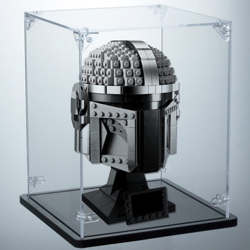 Gemutlich Acrylic Display Case For Lego Helmet - Interior 7*7*9 Inches, 3Mm Thick, Solid Wooden Base. Fit For 75328 75277 75327