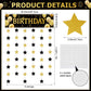 Blosssound Happy Birthday Door Decorations Golden Door Cover Banner Black and Gold Hanging Star Garland Porch Sign Backdrop Door