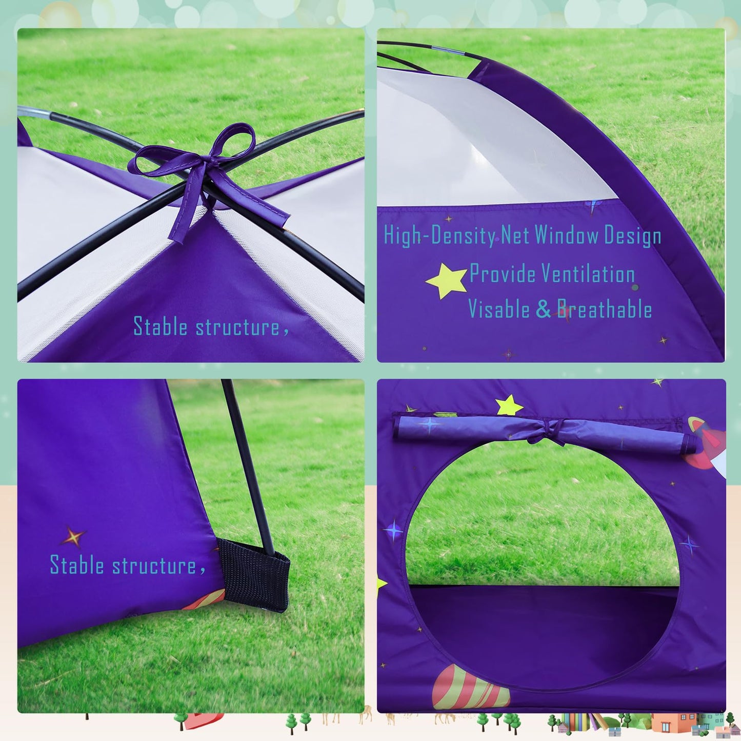 Homfu Kids Play Tent Outdoor Boys Indoor Playhouse For Children Tents Toddler Girls Gift Game Play Housetoys (Purple)