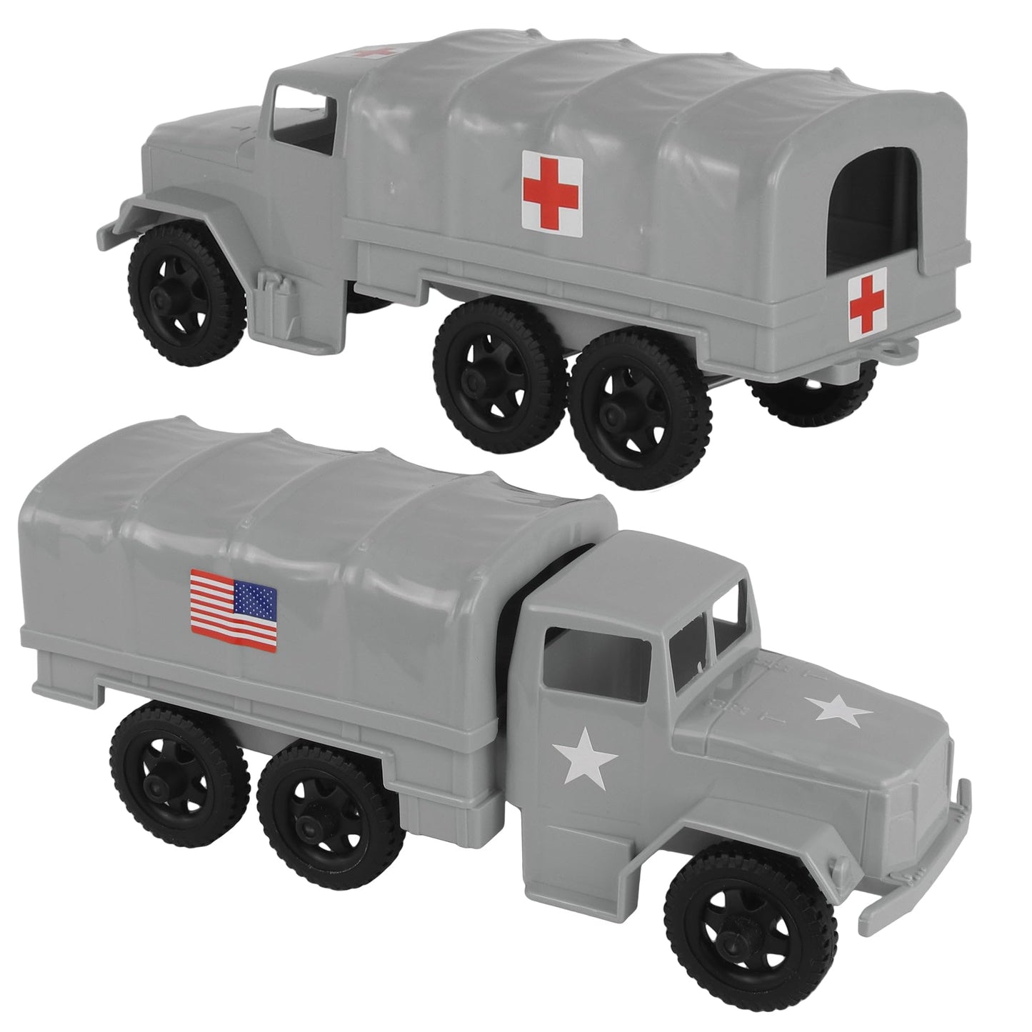 TimMee Plastic Army Men Trucks - Gray M34 Deuce and a Half Cargo Vehicles US Made