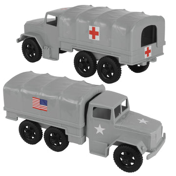 TimMee Plastic Army Men Trucks - Gray M34 Deuce and a Half Cargo Vehicles US Made
