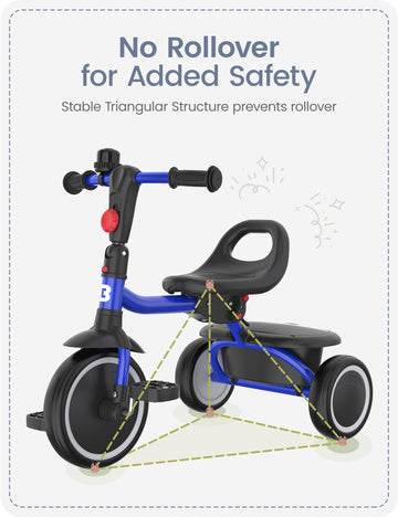 besrey Toddler Tricycle with Bell, Kids Tricycle Age 18 Months to 5 Years, Kids Trikes, Toddler Bikes for 1-3 Year Olds, Toddler
