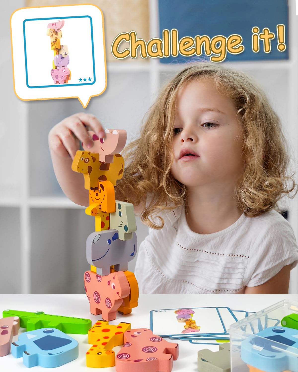 Maaacute Montessori Toys For 1 2 3 4 Year Old Boys Girls, Toddler Toys Age 2-4, 10 Pack Wooden Animal Blocks Sorting & Stacking