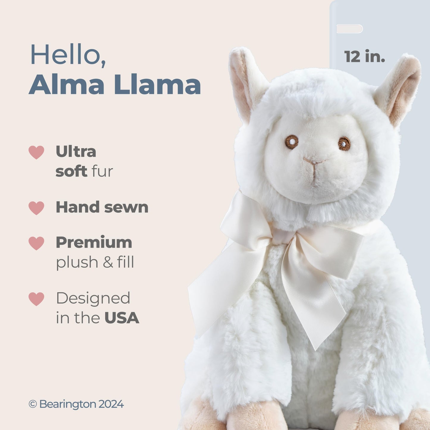 Bearington Baby Alma Plush Llama Stuffed Animal, 12 Inches