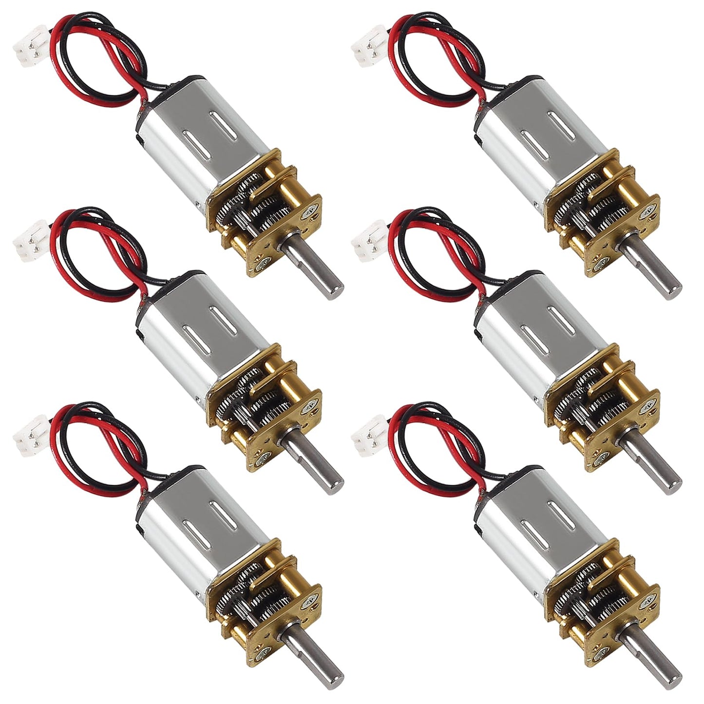 XIITIA 6pcs DC 3V-6V Mini N20 Gear Motor Slow Speed Full Metal Gearbox with Terminal for Smart Car DIY RC Toys