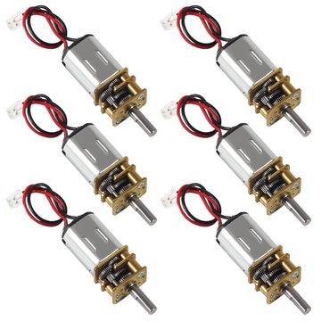 XIITIA 6pcs DC 3V-6V Mini N20 Gear Motor Slow Speed Full Metal Gearbox with Terminal for Smart Car DIY RC Toys