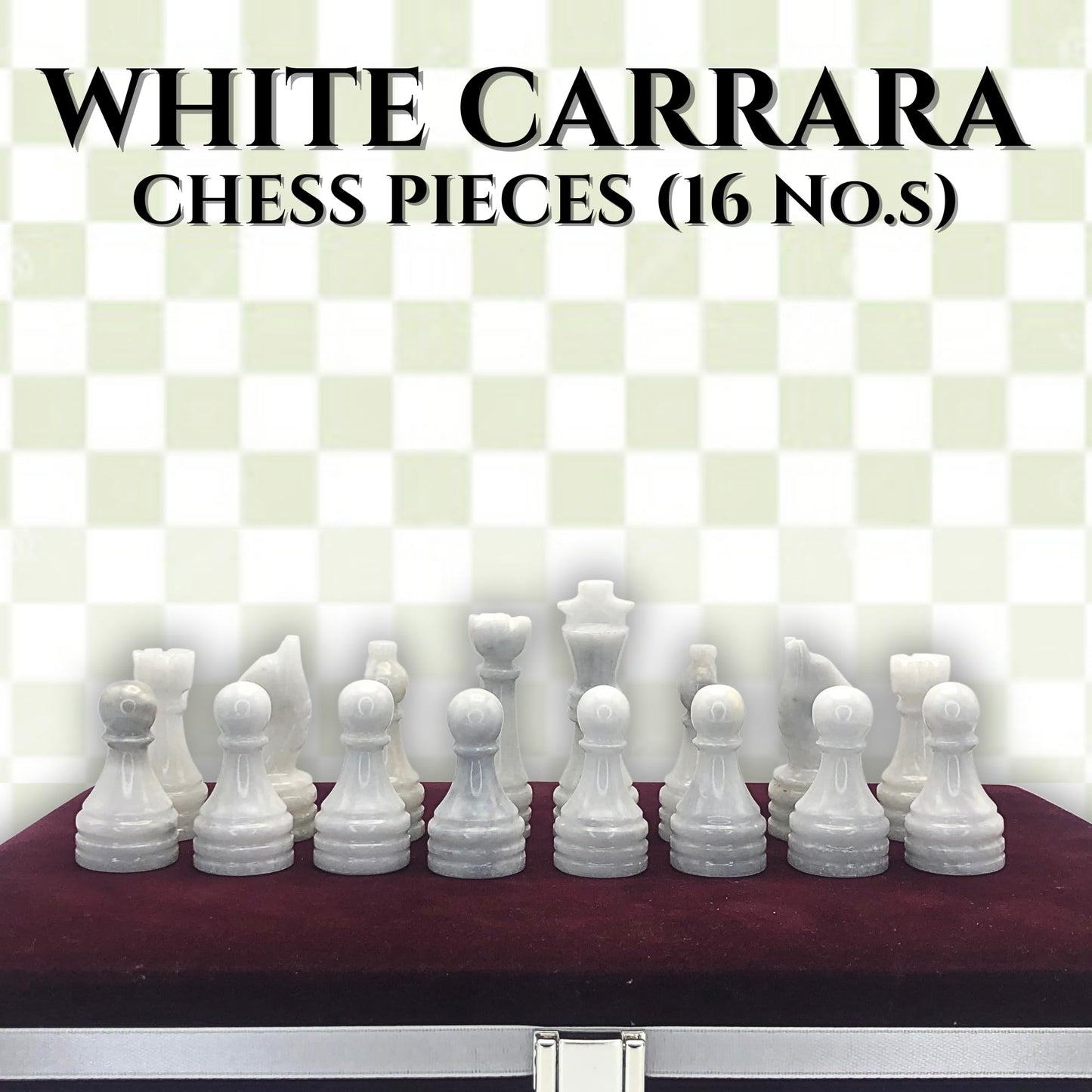 Handcrafted enhanced Marble Chess Pieces Set - Elegant 32-Piece Replacement for 12-15 Inch Chess Boards Storage Box (White and Green)