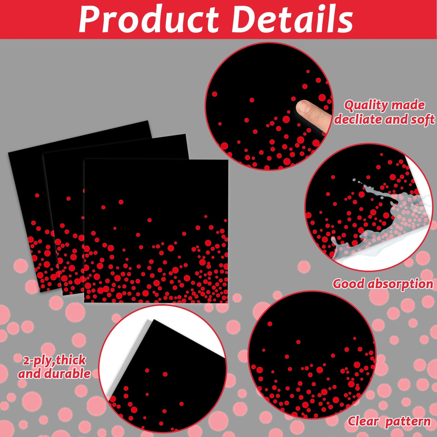 96 Pcs Black And Red Party Plates And Napkins Party Supplies Red Dot On Black Party Birthday Tableware Set Decorations Favors Fo