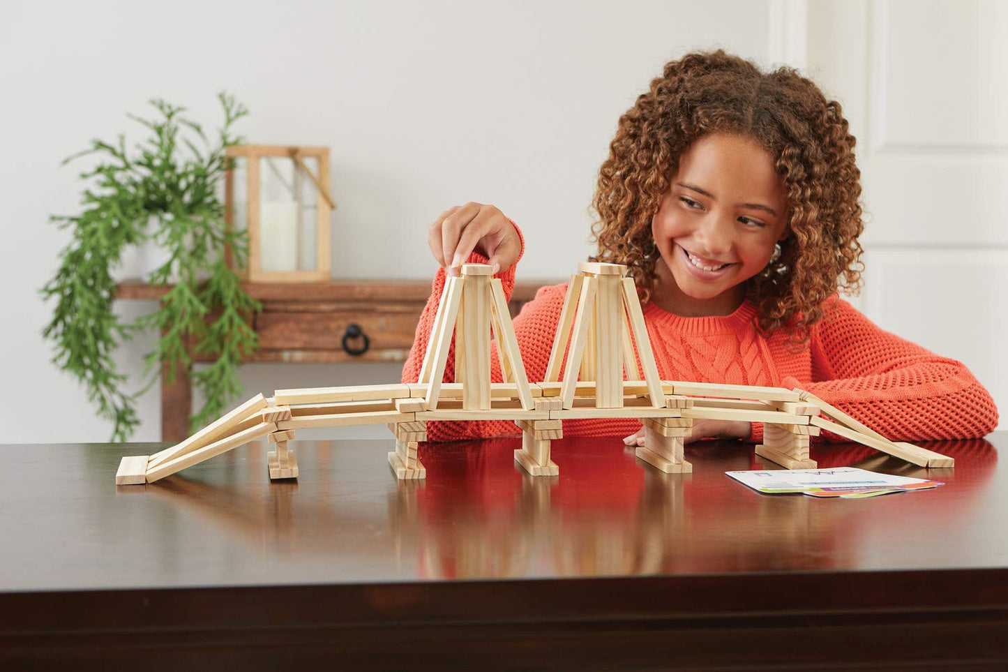 Mindware Keva Brain Builders Deluxe: Stem Building Toy Includes 75 Keva Planks, 40 Puzzle Cards, 8 Design Cards, 3D Building Ski