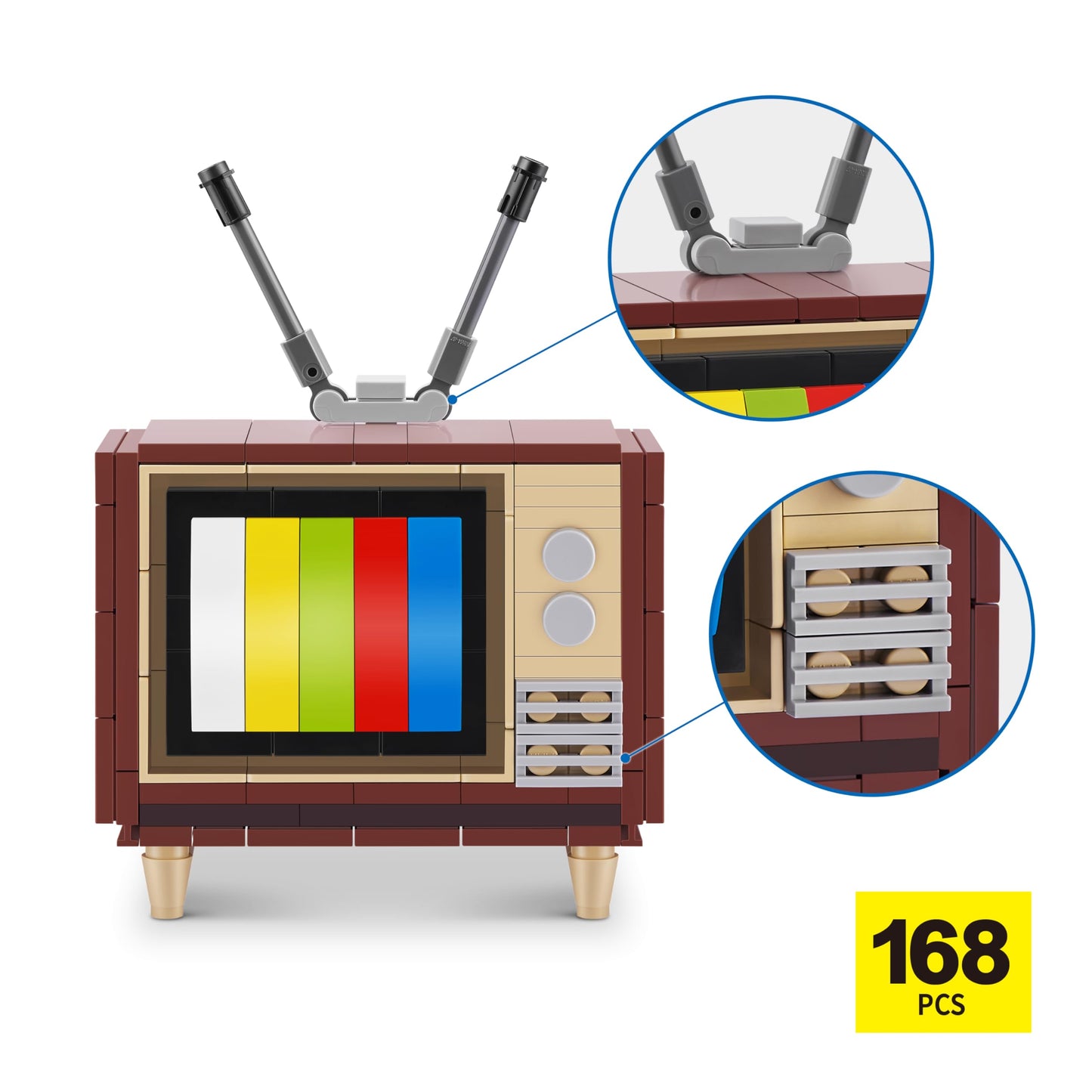 MAX Premium Retro Building Bricks Collection - Television Model 83185H, 4.53" Plastic Building Set for Teens, Adults & Collectors