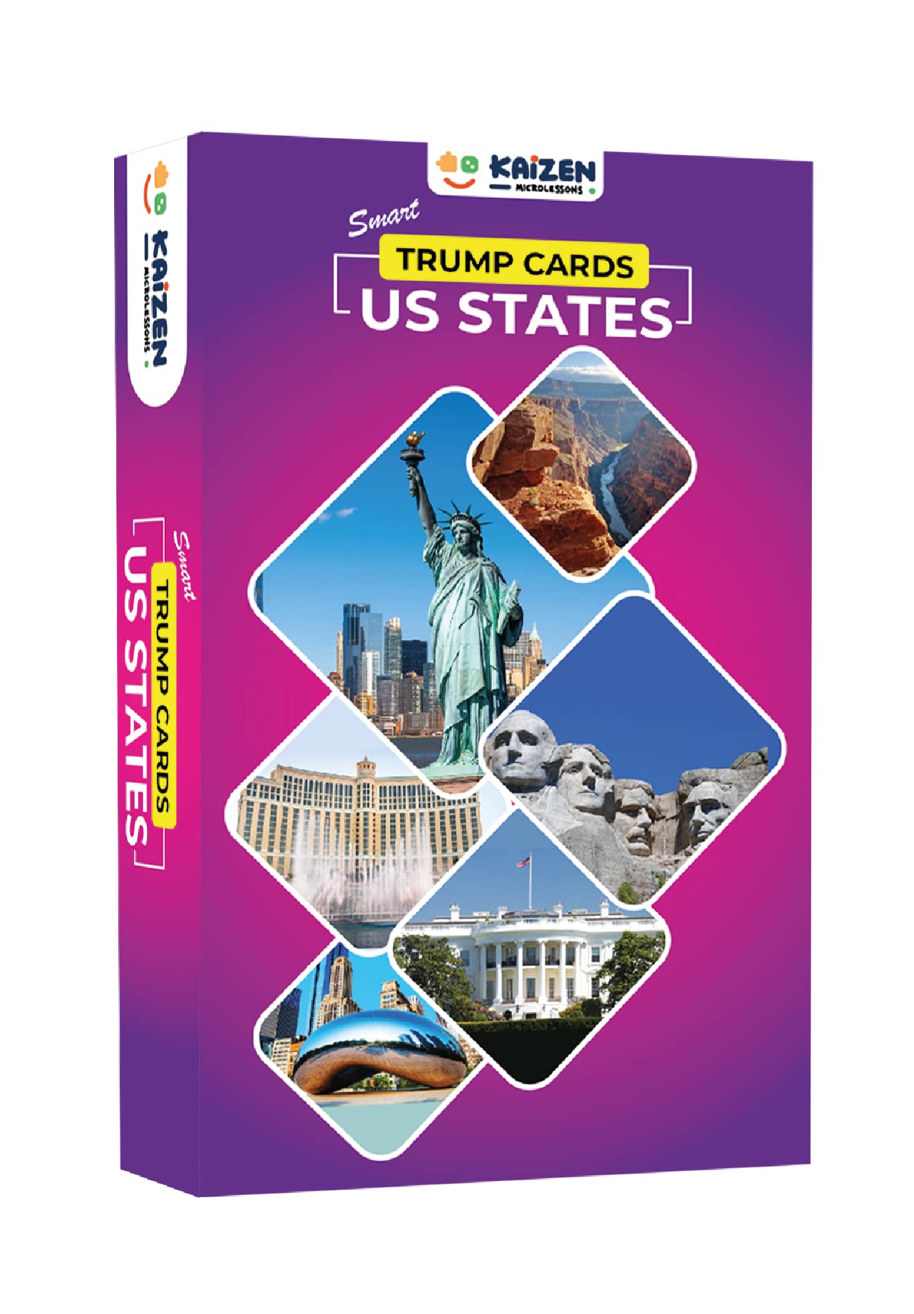 Kaizen Microlessons Card Game Trump Cards For Age 6-13. Learn While Playing. (Trumps: Us States)