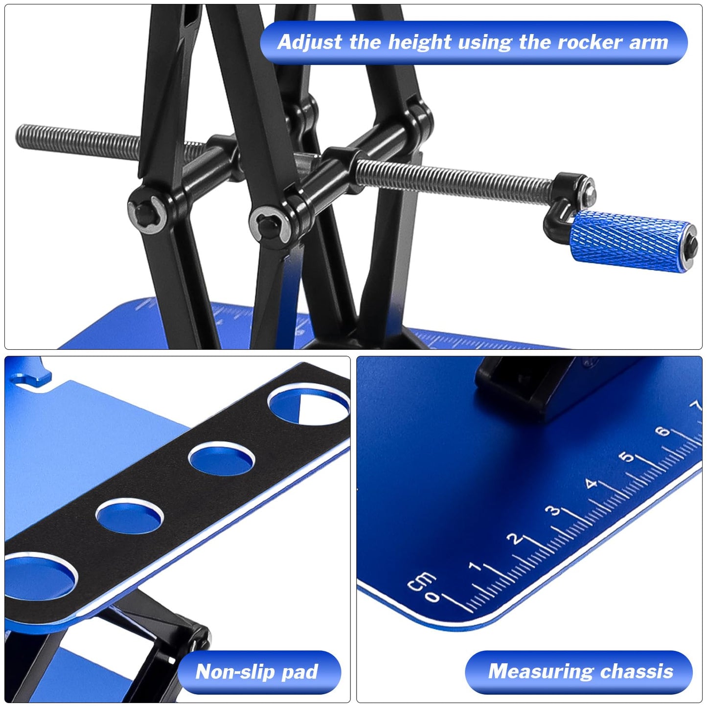 RC Car Work Stand Aluminum Repair Workstation Lift Lower with Screw Tray for Traxxas TRX4 Axial Arrma Redcat Losi 1/8 1/10 1/12