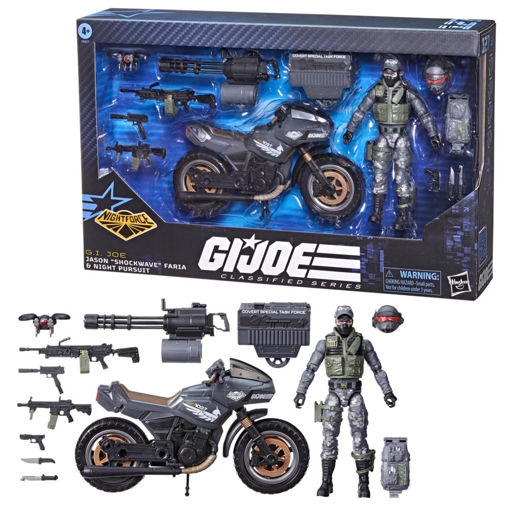G.I. Joe Classified Series #127  Night Force Jason Shockwave Faria & Night Pursuit Cycle  6  Action Figure  limited availability