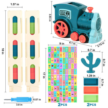 200 Pcs Domino Train Toy Set With Stickers, Dominos Train For Kids Boys Girls, Electric Dominoes Machine Train Toy Set, Birthday