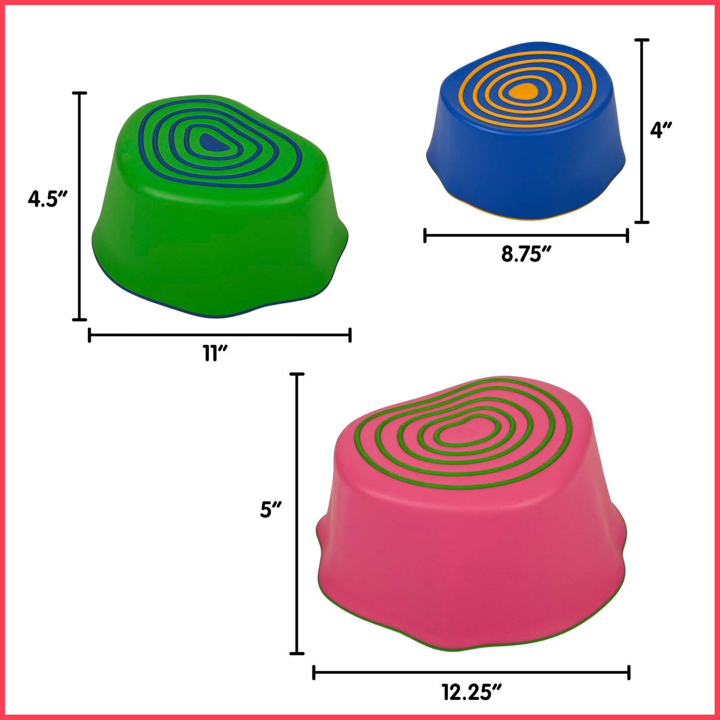 Edxeducation Step-A-Trail | Stumps | Set Of 3 Stepping Stones | Obstacle Course For Kids | Indoor And Outdoor | Build Gross Moto