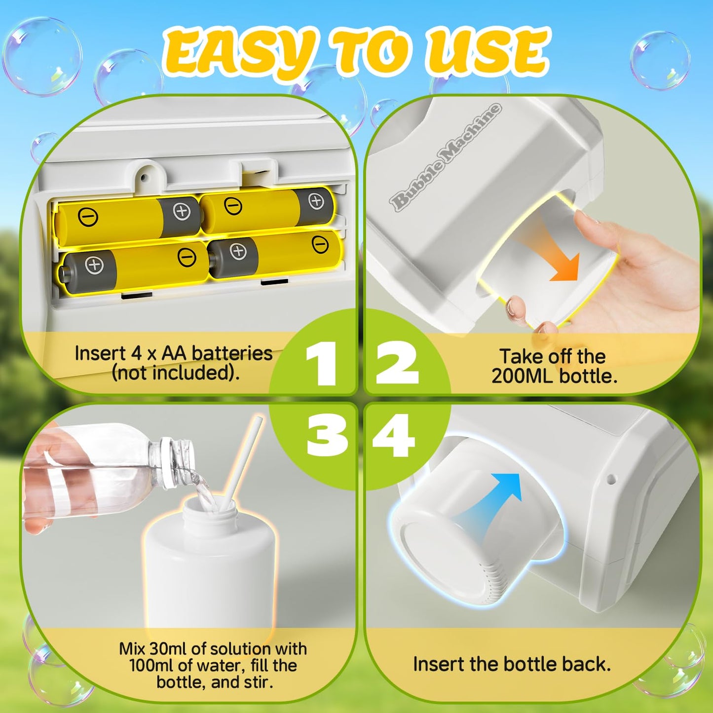 LLESSOO Bubble Machine for Kids Toddlers Parties, Automatic Bubble Blower Machine, Bubble Toys 20000+ Bubbles/Min, Battery Opera