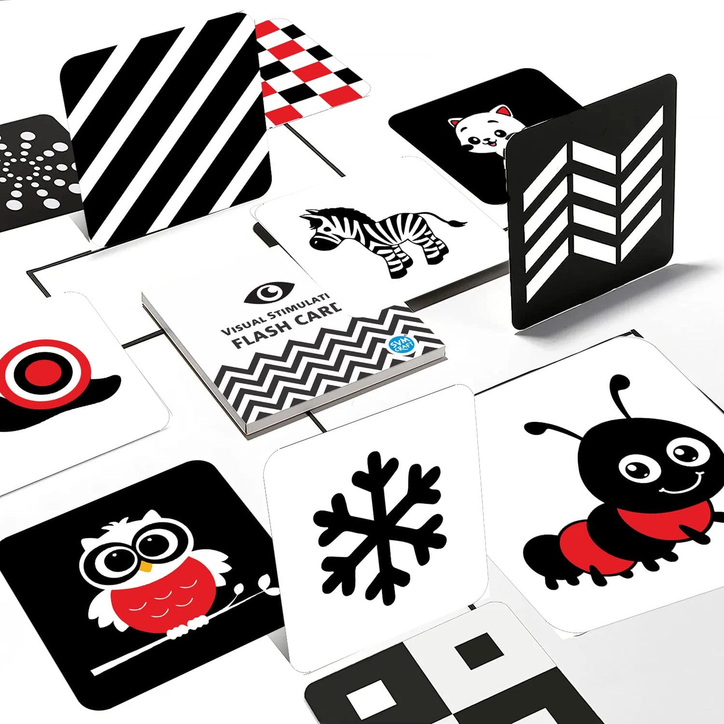 Svm Craft High Contrast Learning Cards  Newborn To 3 Year Olds, 80 Black & White Visuals