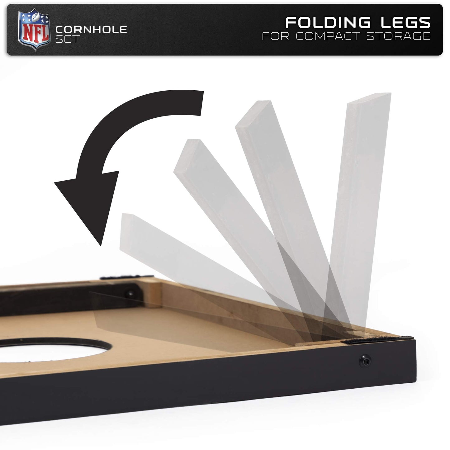 Wild Sports 2'x3' MDF Wood NFL Cornhole Set - Grey Wood Design - Convenient Carry Handles and 8 enhanced Bean Bags - Great for Tailgate Parties!