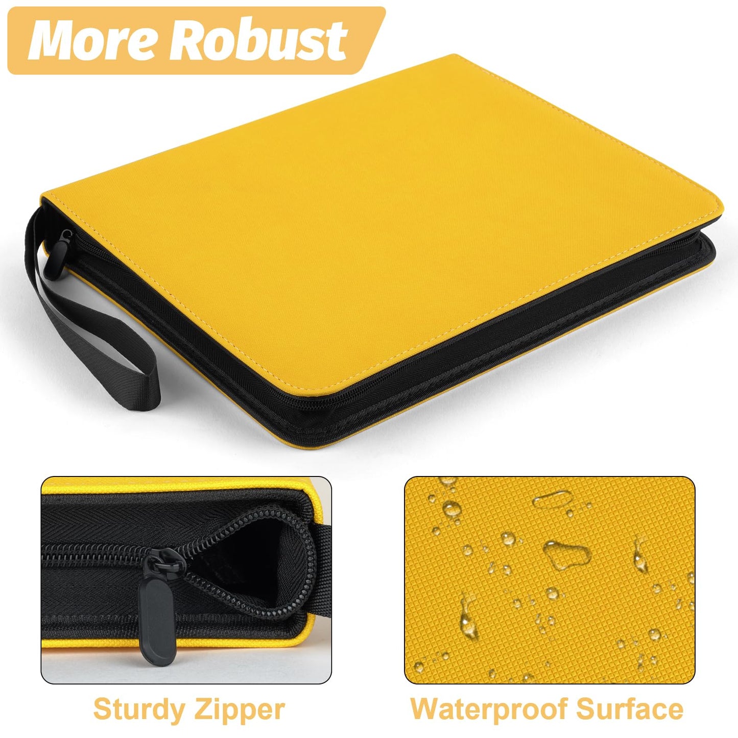 GERMUN 9 Pocket Card Binder  enhanced Zip Trading Card Binder  720 Double Sided Pocket PU Card Collection Binder  Collector Card Album  Card Folder for MTG  TCG  Sports Cards  Game Cards (YELLOW)