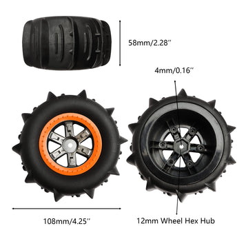 GDOOL RC Car Paddle Tires Wheels LG-ZJ02 25-ZJ02 920-ZJ02 for High Speed 9125 9155 9156 RC Cars S920 S921 104009 RC Trucks(2 PCS