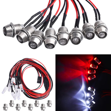 Allinrc 8Leds Led Light Headlights Taillight Kit Accessories For Traxxas Arrma Axial Scx10 Redcat Rc4Wd Hsp Tamiya Rc Car Truck 