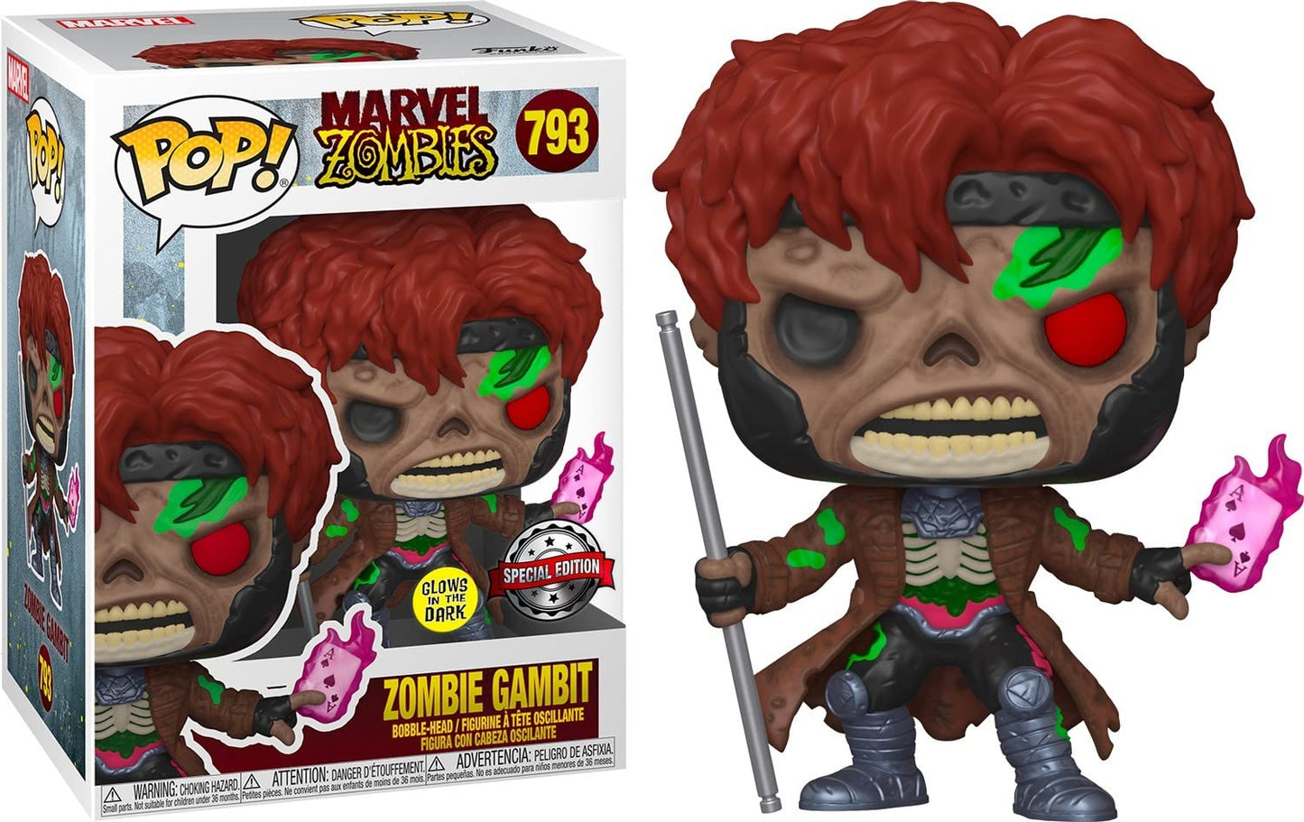 Funko Pop! Marvel Zombies 793 Zombie Gambit Exclusive Vinyl Figure - Green, Yellow