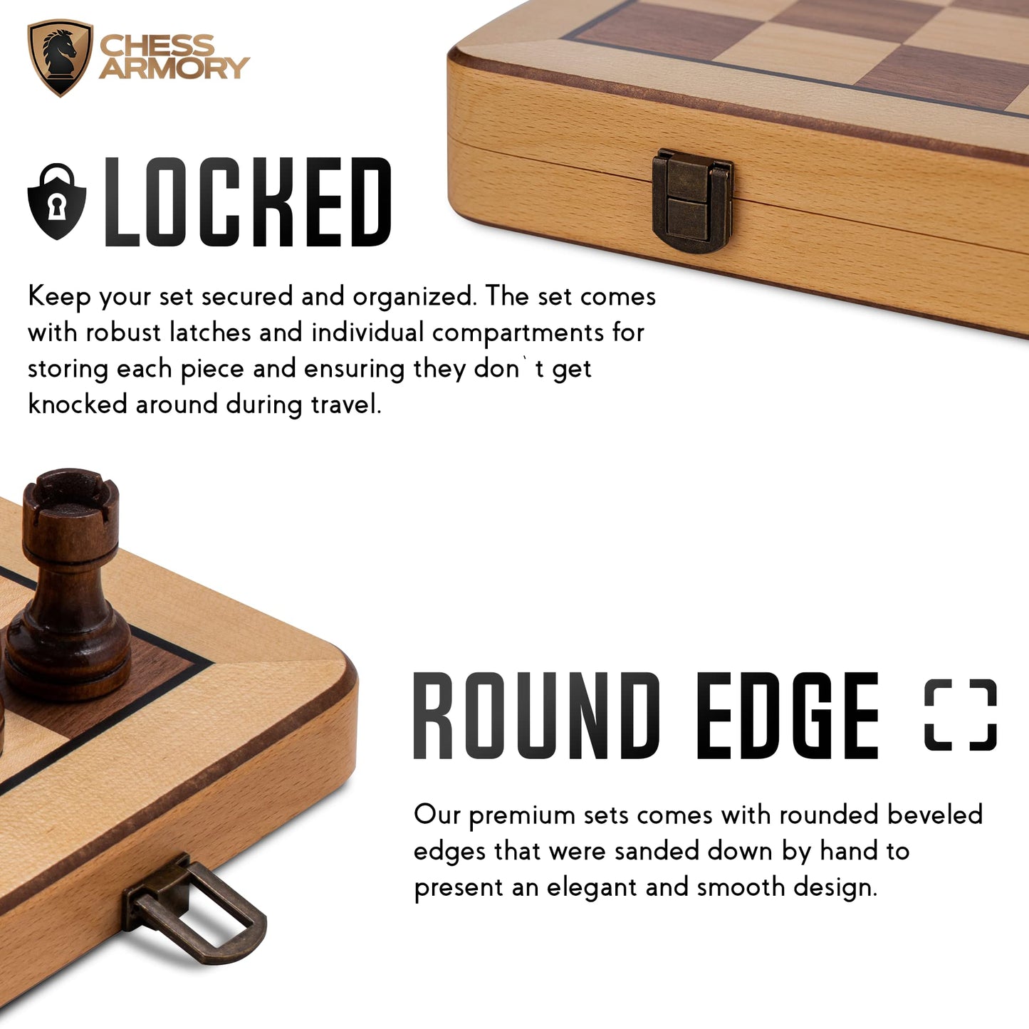 Chess protective coveringy enhanced Chess Set - Wooden Board Game with a Portable Wood Case and SeStorage for Pieces  Set for Kids and mature-themeds (Beech Wood)