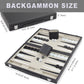 Backgammon Set 15 Inches Backgammon Sets For Adults, Gray & Black,Wooden Backgammon Board Game With Leather Case(Gray)