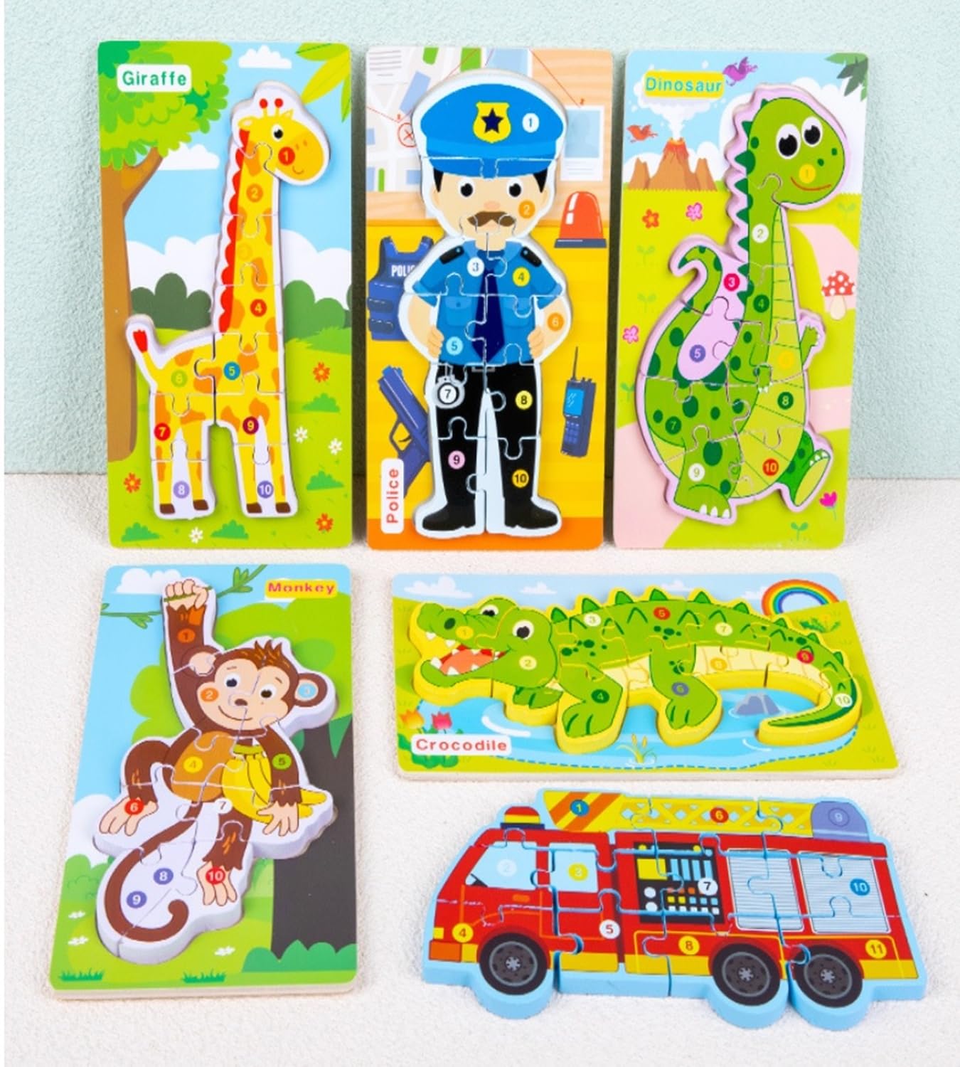 Muren 1 Piece Colorful Figures Wooden Jigsaw Puzzles Montessori Toy Interactive Learning ToyRandom Design