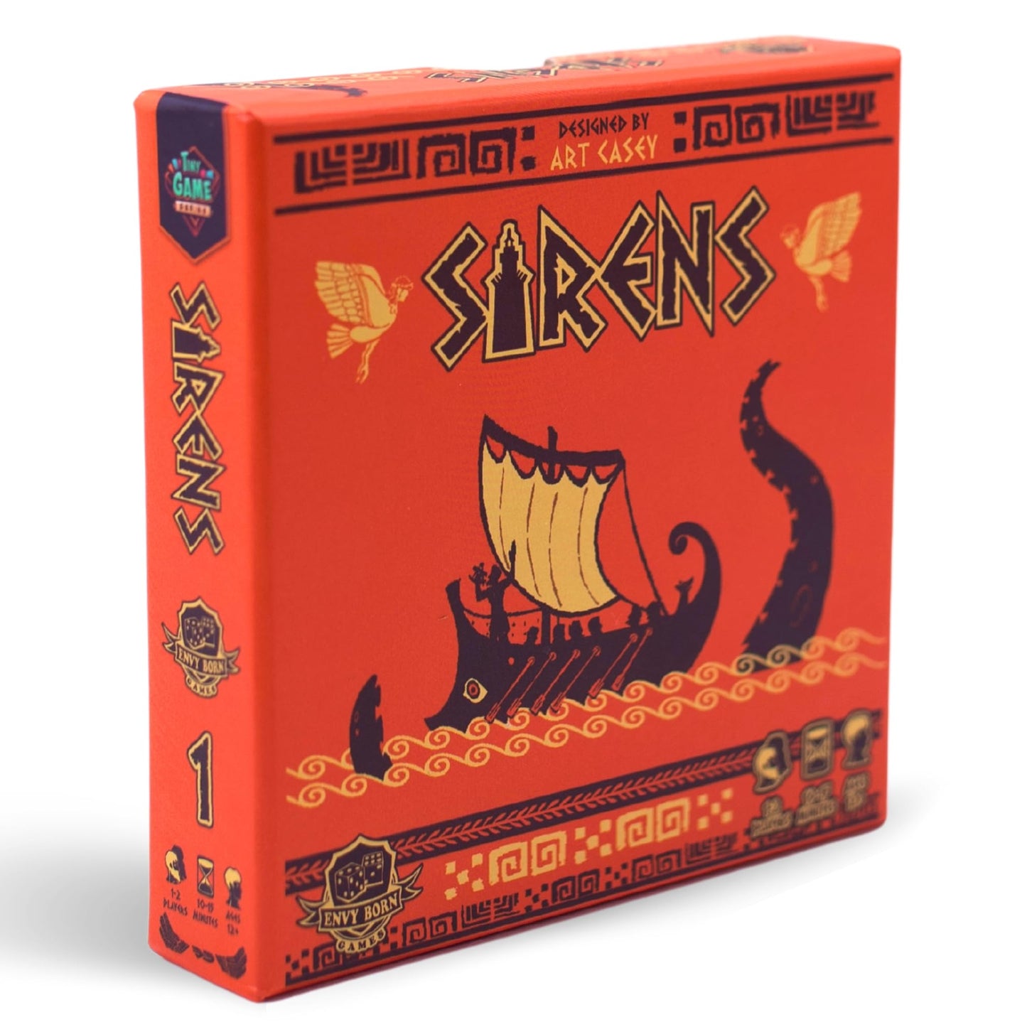 Envy Born Games Sirens Board Game - Greek Mythology Theme, 1-2 Players, Easy to Learn, Travel Size, Blue/Green, Model 232069