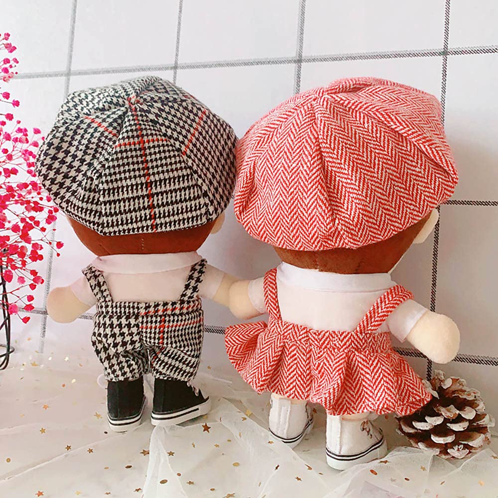 Niannyyhouse Doll Dressup 7.8In/20Cm Plush Doll College Style Houndstooth Clothes For Boys (Black)