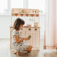 Robud Wooden Play Kitchen Set For Kids, Pretend Play Kitchen Toy Set With Golden Faucet, Sink, Oven, Stove, Cabinet, Vintage Sty
