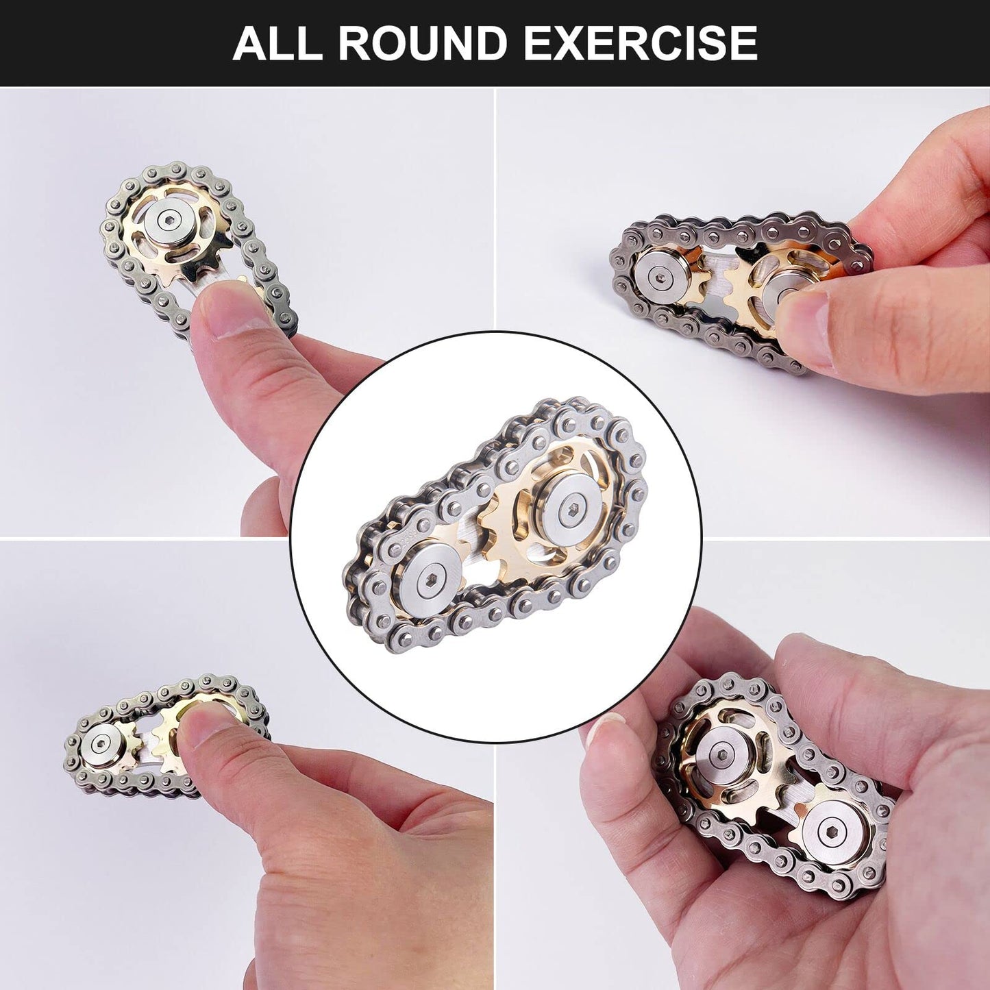 Bike Chain Gear Fidget Spinner, Metal Sprocket Chain Fidget Toy, Stress Anxiety Relief Fidget Toy Finger Spinning Toy For Kids S