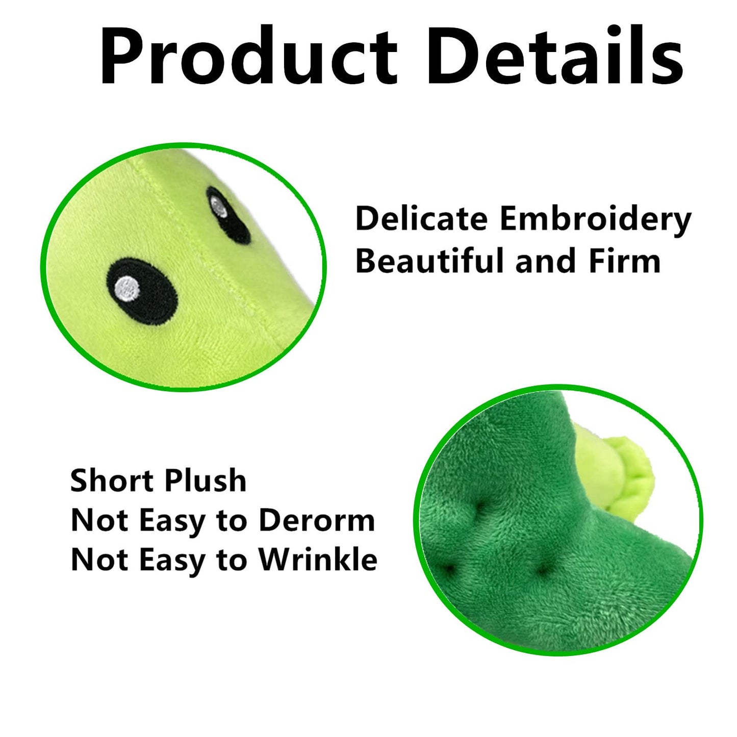 JHESAO Plush Peashooter Toy - 7" Green Cotton Stuffed Doll - PVZ 1 & 2