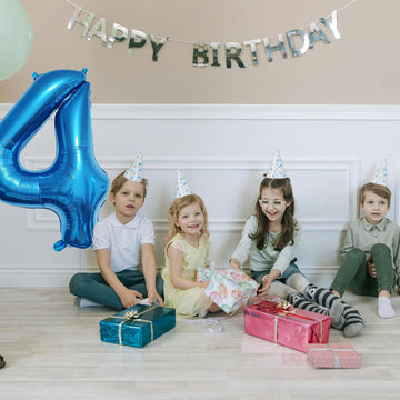 Paticool 40 Inch Blue Number Balloon 4, Large Number Foil Balloons Mylar For Girl Boy Birthday Party Celebration Decorations Sup