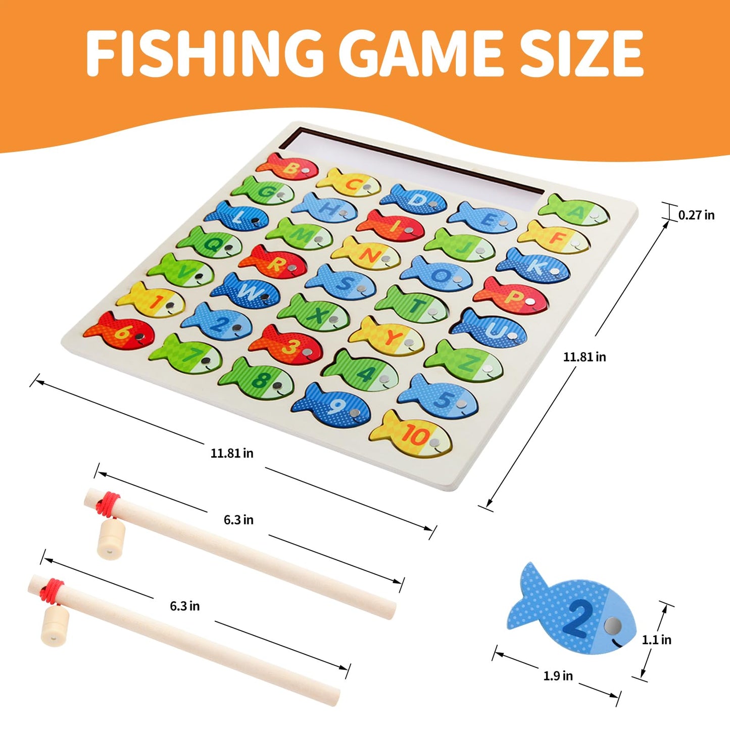 Diaodey Wooden Magnetic Fishing Game For Toddlers, Montessori Fine Motor Skills Toy With Letters And Numbers, Preschool Learning