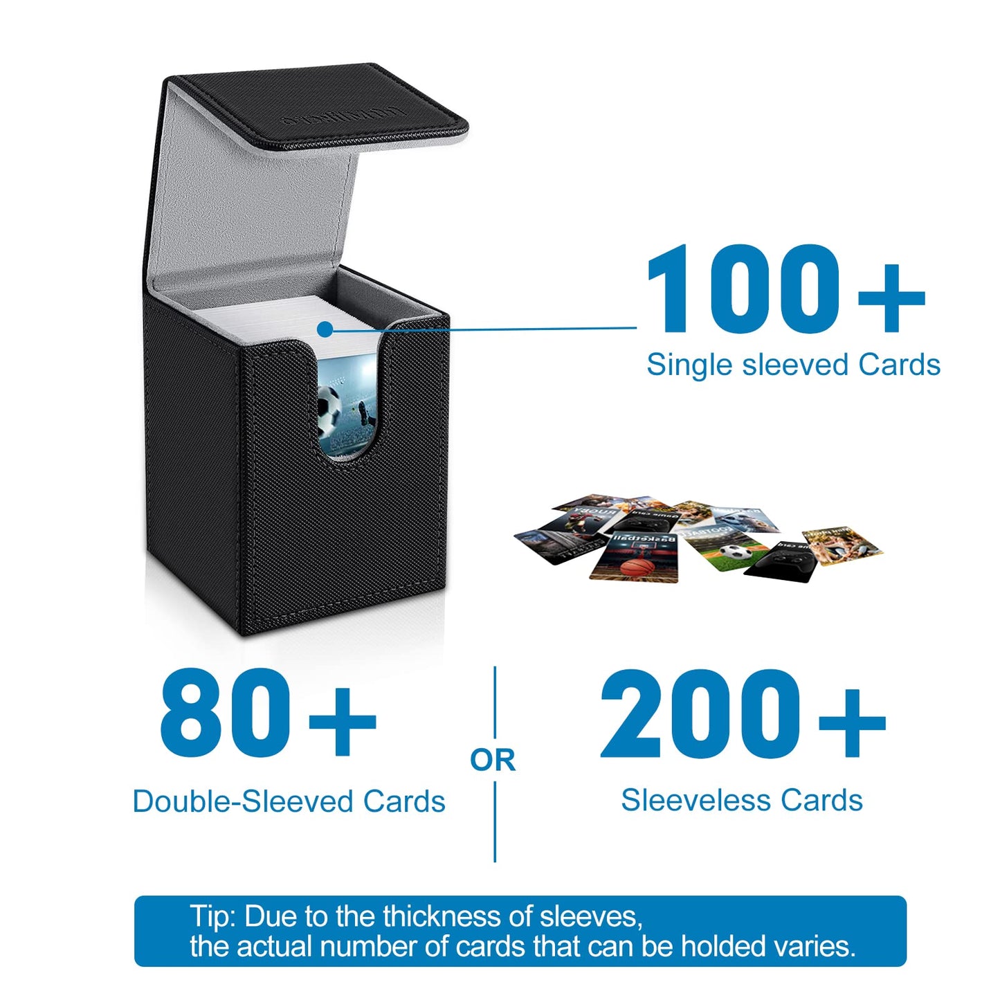 Mlikero 4 Pack Card Deck Box Large Size Fit for 100+Single Sleeved Cards with 4 Dividers Trading Commander Deck Box Compatible with Mtg Card Deck enhanced Leather Deck Box for Trading Cards