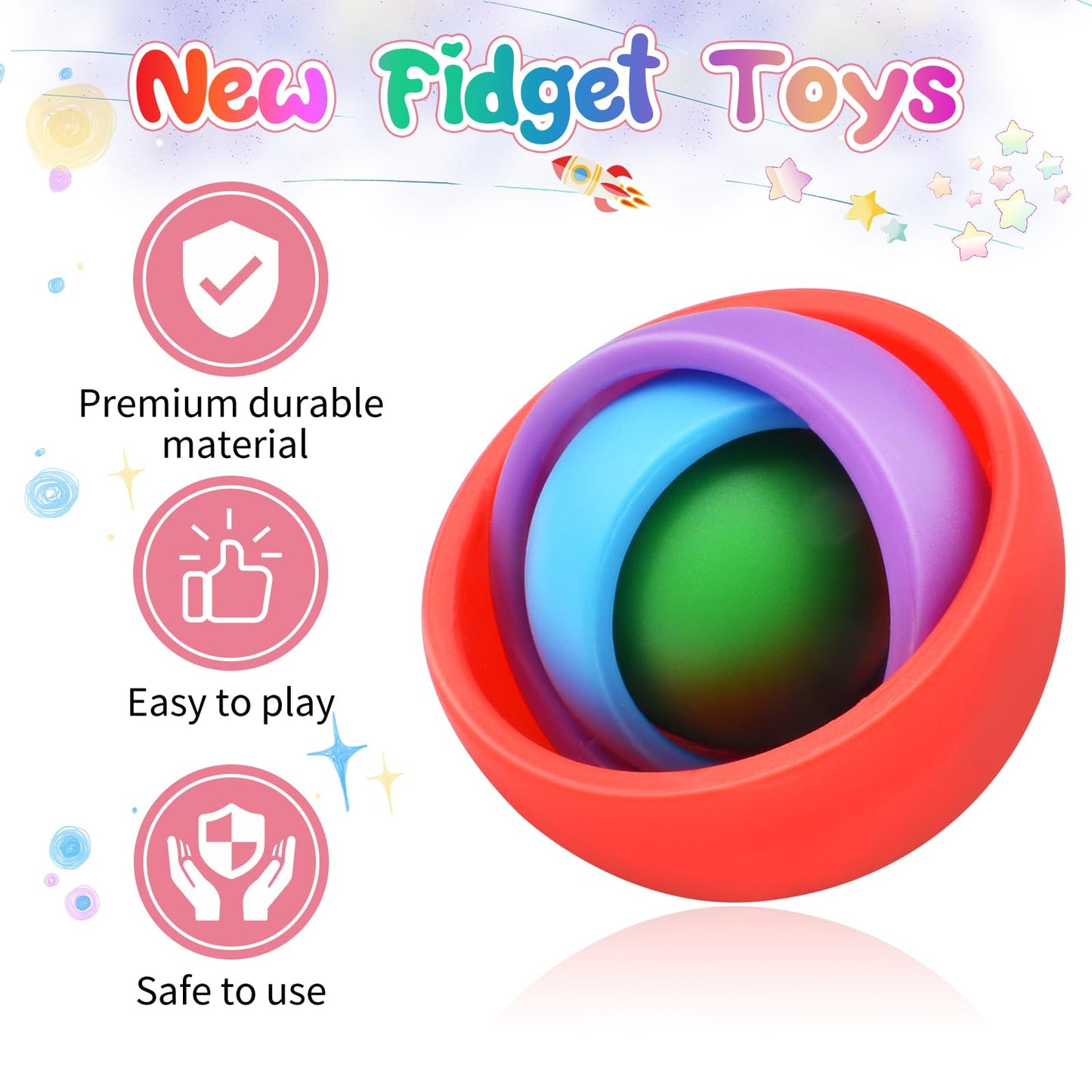 Yrissmiss Fidget Toys For Kids, Fidget Gyro For Adults, Gifts For Boys Girls Teens Kids Valentine'S Day Easter Basket Stuffers, Adhd Autism Stress Relief Finger Toys Classroom