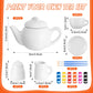 PullCrease 45 Pcs Spring Paint Your Own Tea Kit Craft DIY Tea Kit for Kids Ages 8+ Mini Ceramic Tea Cups to Paint Including Porc