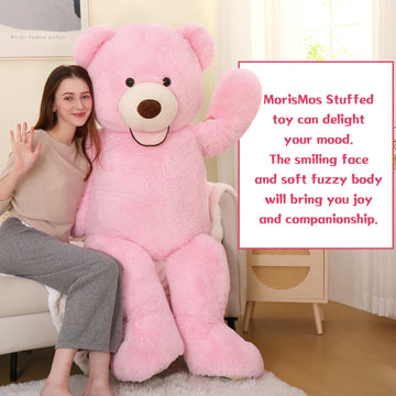 Morismos Giant Teddy Bear Plush 5Ft, Huge Pink Teddy Bears For Girlfriend, 5 Foot Large Big Bear Gifts For Valentine'S Day, Baby Shower, Birthday