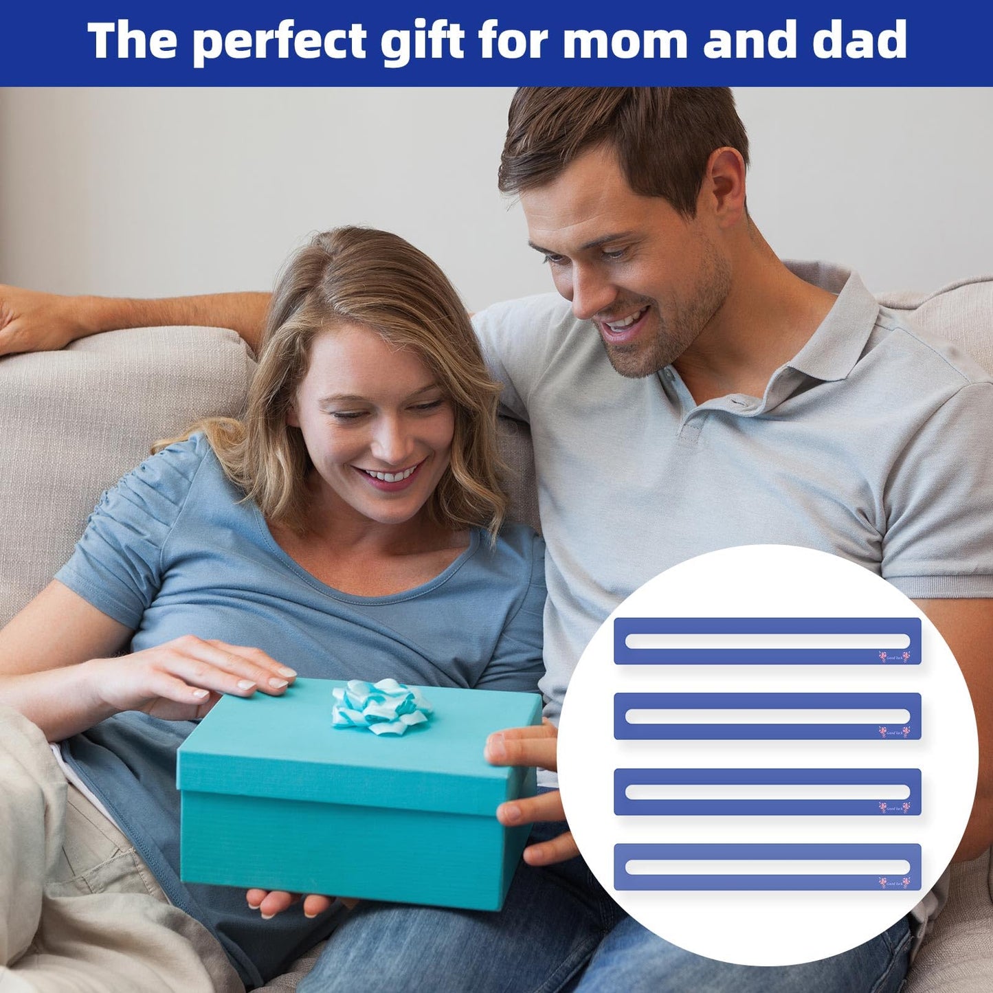 BOXOB 4pcs Mahjong Line Finder  Good Luck Mahjong Card Line Guide Rules Reader Helper Mah Jongg Accessories Gifts for Players (Blue)